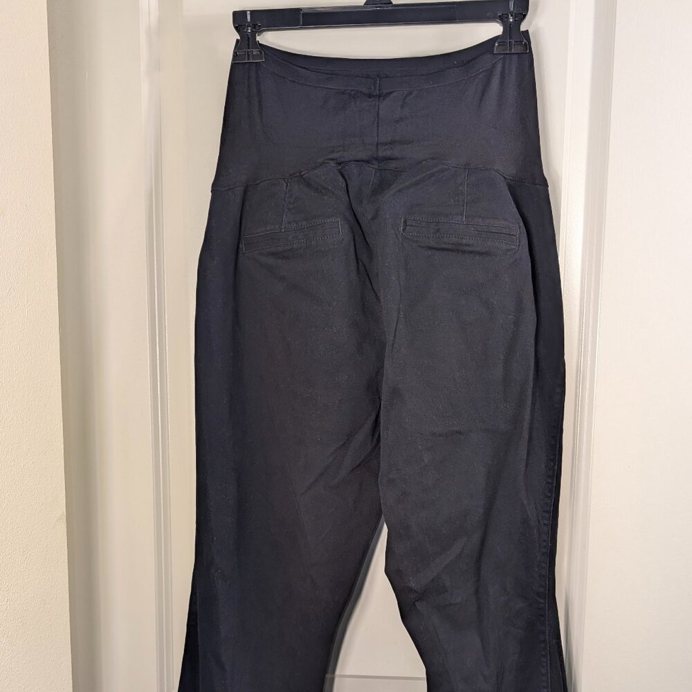 Black Maternity Chino Pants with Full Belly Panel
